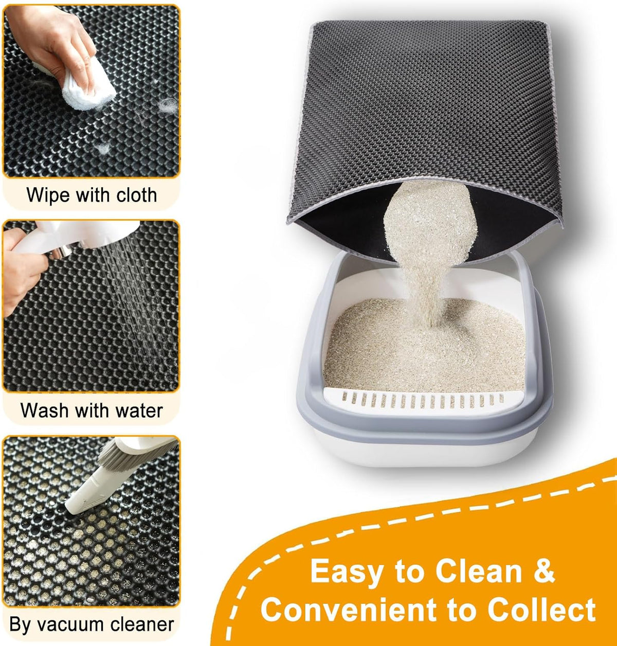 USHARP double layer litter box trapping mat honeycomb grid design