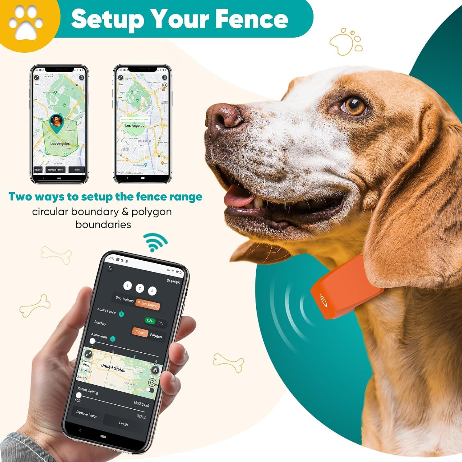 Close up view of the rechargeable charging port and durable training nodes on the pet collar.