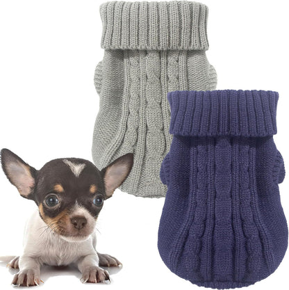 Kallfir's cutie XXS Dog Sweater, 2 Pieces Turtleneck Knitted Chihuahua Sweater Yorkie Teacup Dog Clothes Small Dogs Girl Winter Warm Sweaters Pet Cat Sweater Cold Weather Puppy Clothes XX-Small - Image 9