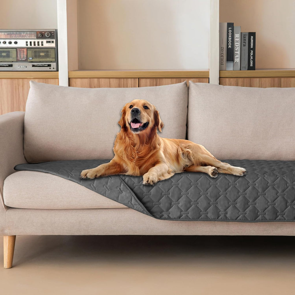 gogobunny 3X Stronger Waterproof Pet Blanket, Scratch Proof Furniture Protector for Dogs Cats, Reversible Cover 52x82 Inch, Dark Beige - Image 10