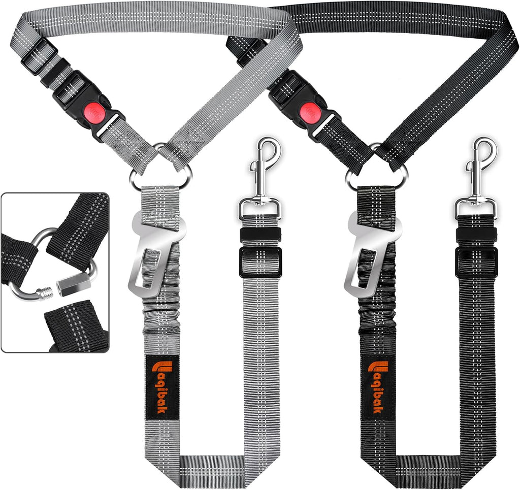 Removable Dog Seat Belt Harness for Car, 3 in 1 Pet Dog Car Seatbelt Leash, Retractable Restraint Secures to Vehicle Headrest & Adjustable Reflective Bungee Dog Seatbelt Tether, Blue and Black - Image 12