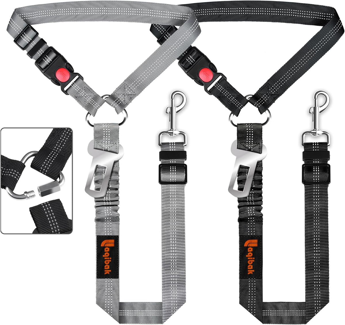 Removable Dog Seat Belt Harness for Car, 3 in 1 Pet Dog Car Seatbelt Leash, Retractable Restraint Secures to Vehicle Headrest & Adjustable Reflective Bungee Dog Seatbelt Tether, Blue and Black - Image 12