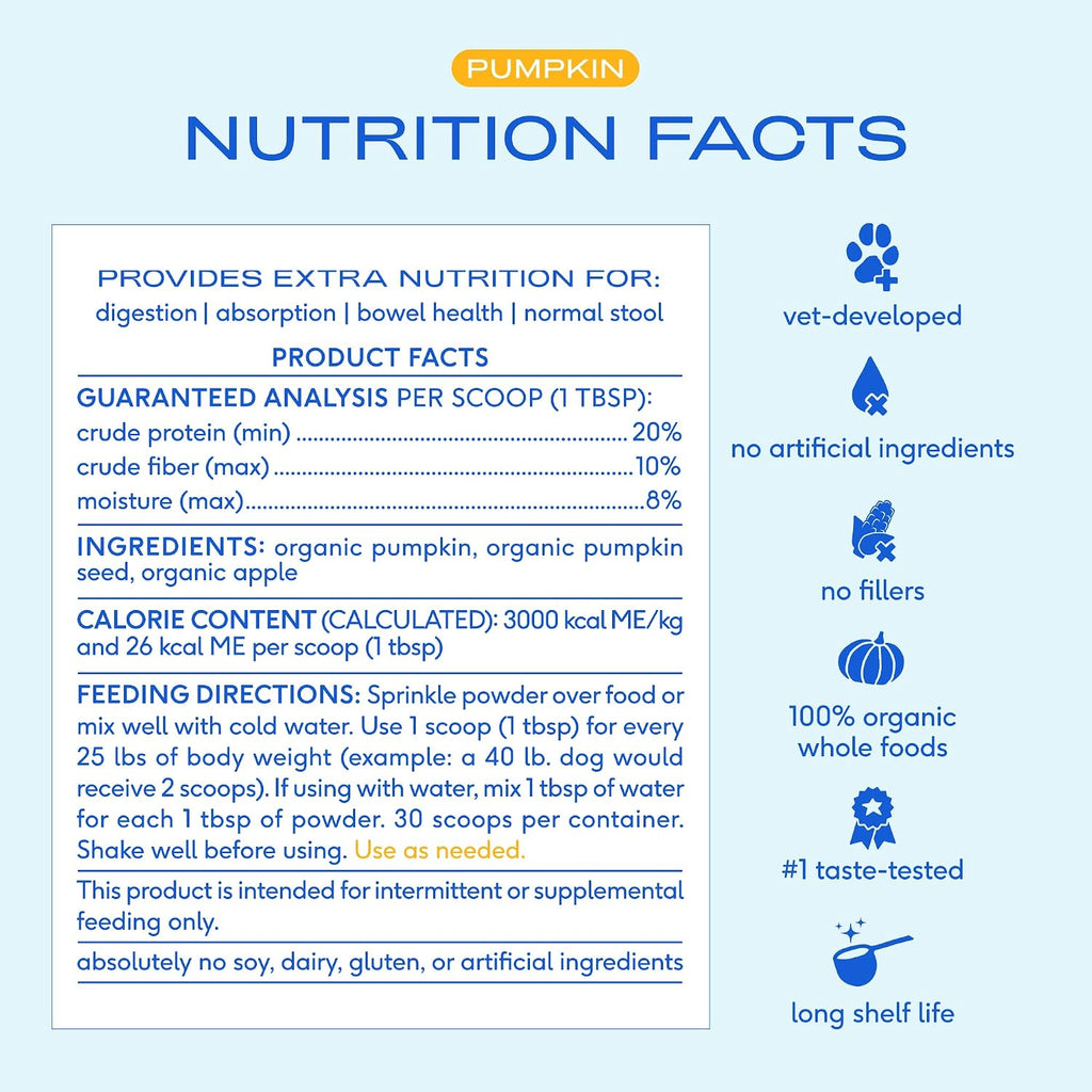 Instructions for mixing Native Pet pumpkin powder with water