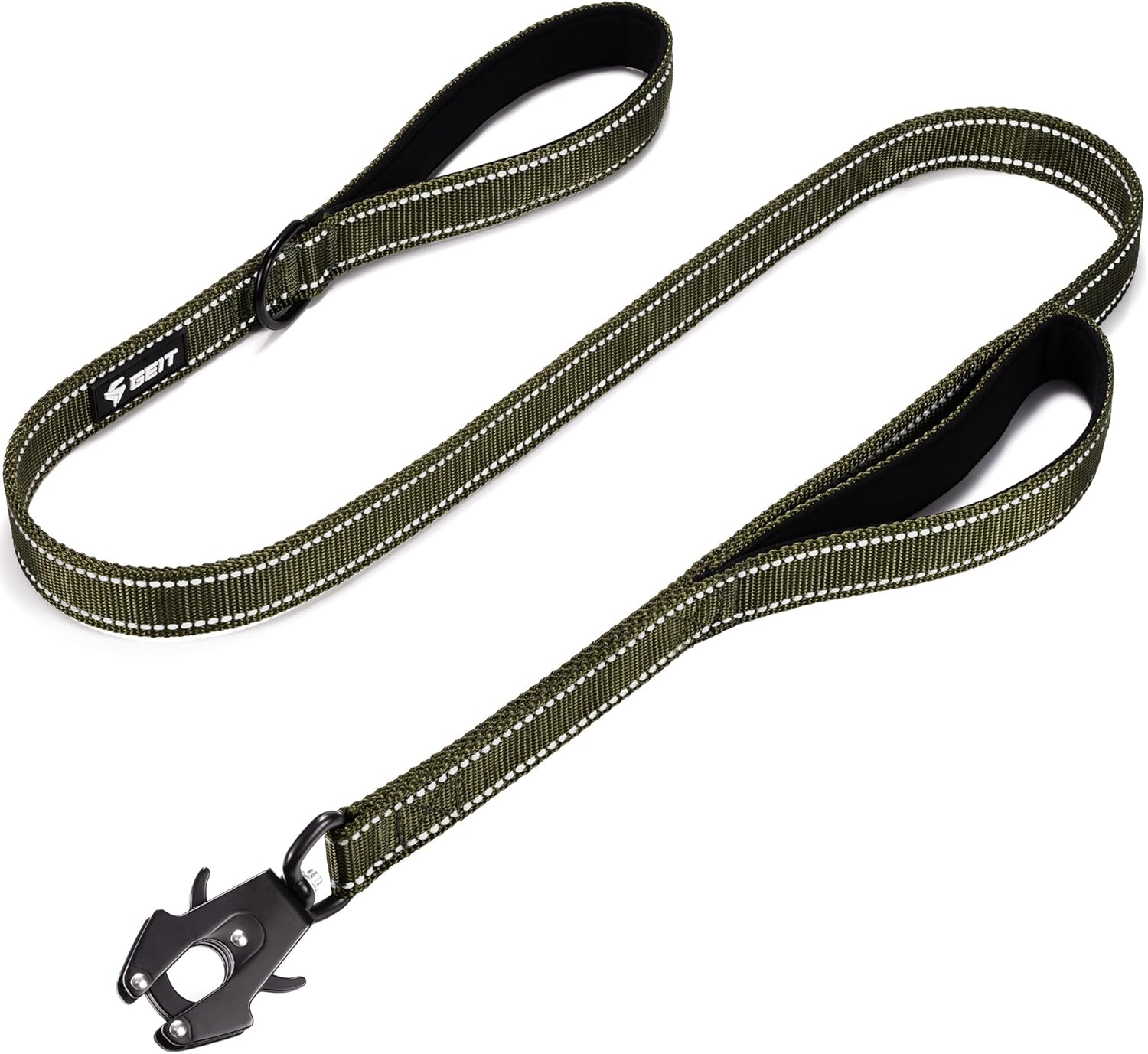 GEIT 4/5/6FT Heavy Duty Dog Leash with 2 Comfortable Padded Handles, Reflective Rope Leashes with Quick Release/Locking Tactical Frog Clip for Small Medium and Large Dogs, Black - Image 11