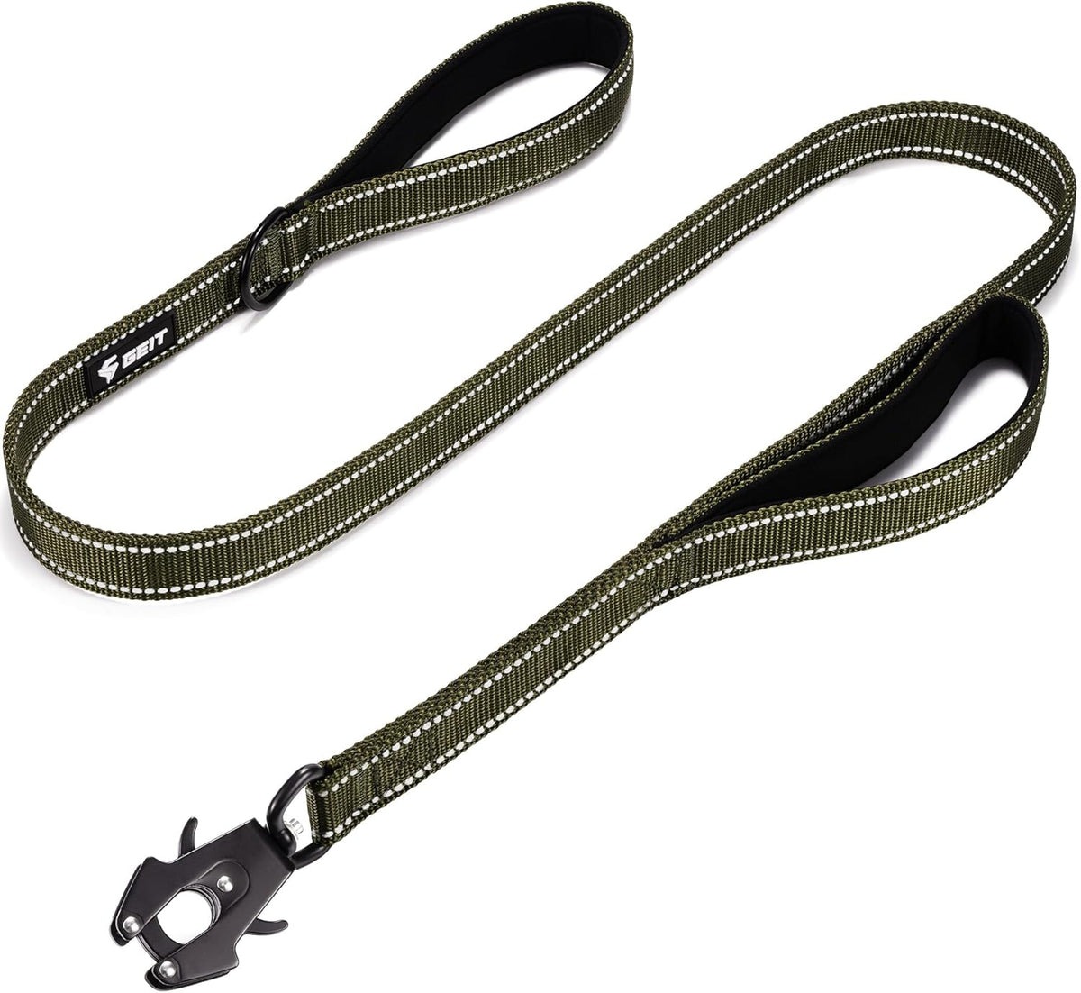 GEIT 4/5/6FT Heavy Duty Dog Leash with 2 Comfortable Padded Handles, Reflective Rope Leashes with Quick Release/Locking Tactical Frog Clip for Small Medium and Large Dogs, Black - Image 11