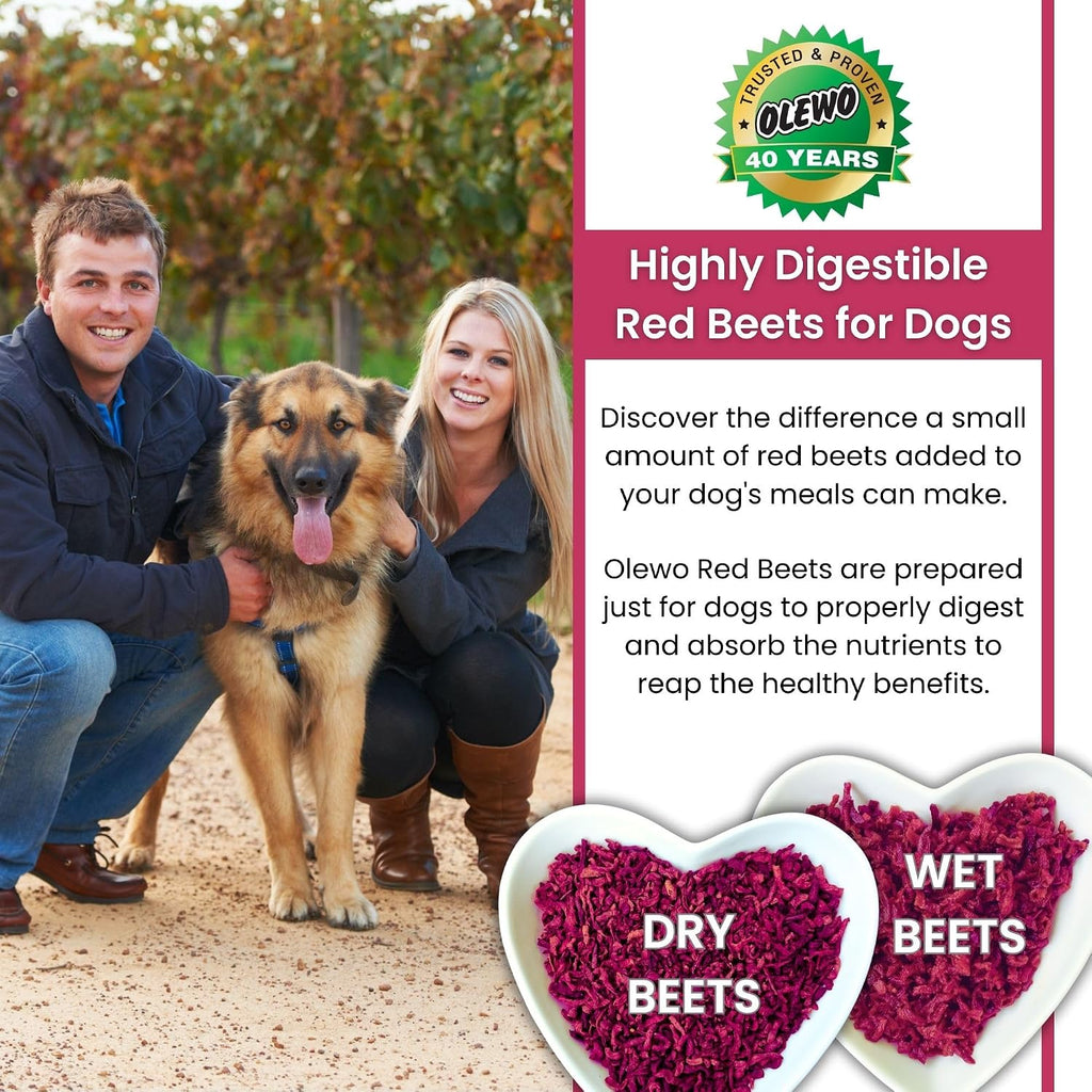 Back label of Olewo red beets showing daily feeding chart instructions