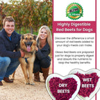 Back label of Olewo red beets showing daily feeding chart instructions
