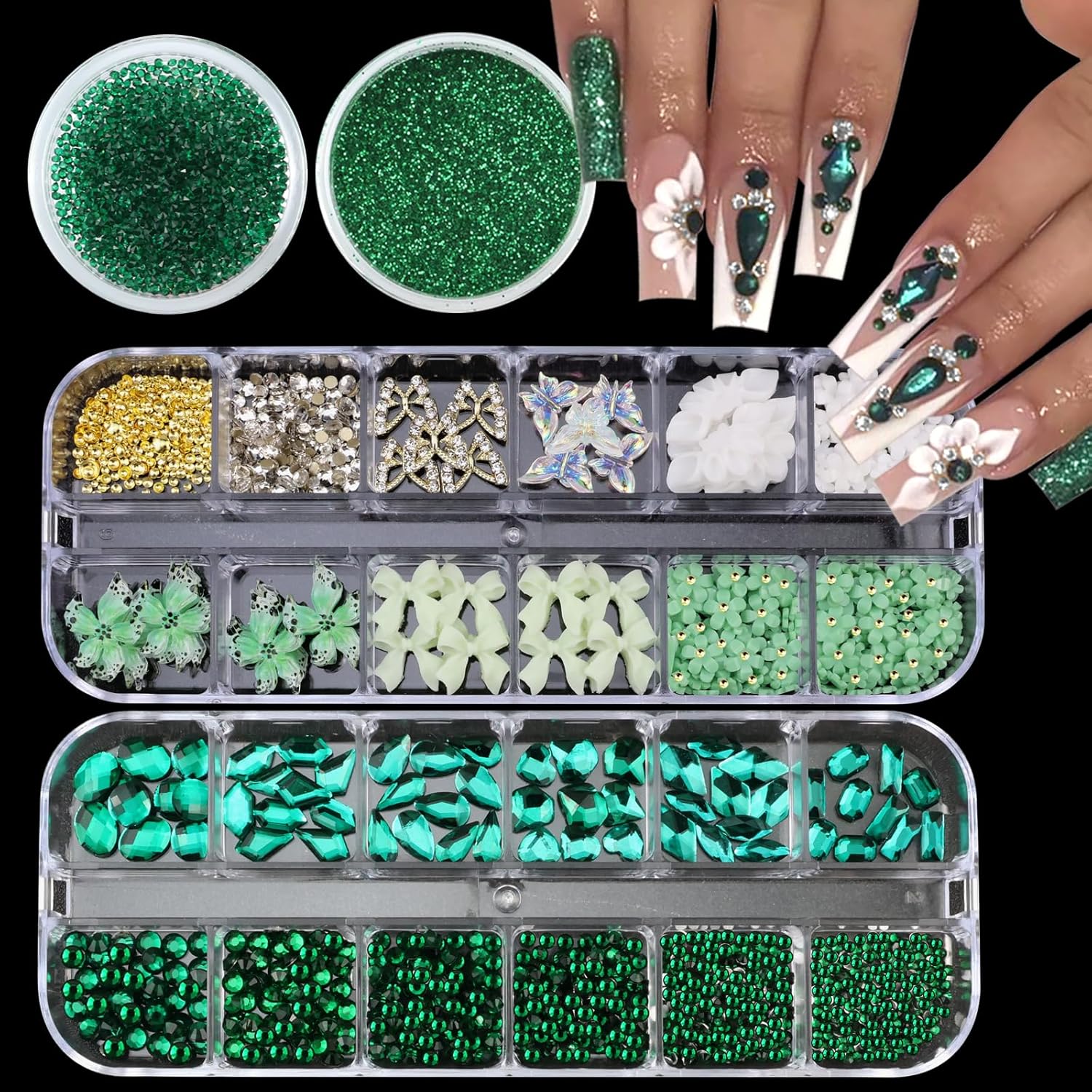 VGroot Votacos green nail gems front view box set