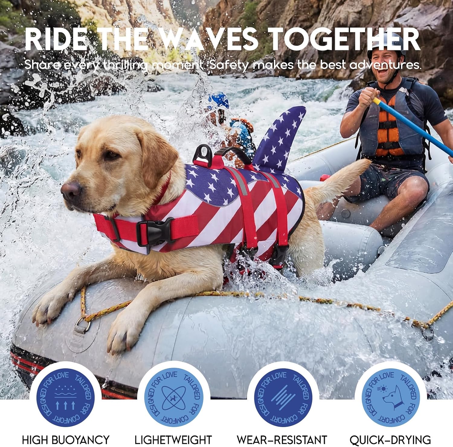 ASENKU Dog Life Jacket - Pet Safety Vest for Swimming & Boating, Shark Life Jacket with Floatation, Dog Lifesavers Swimsuits for Small Medium Large Dogs (RedFlag, XL) - Image 9