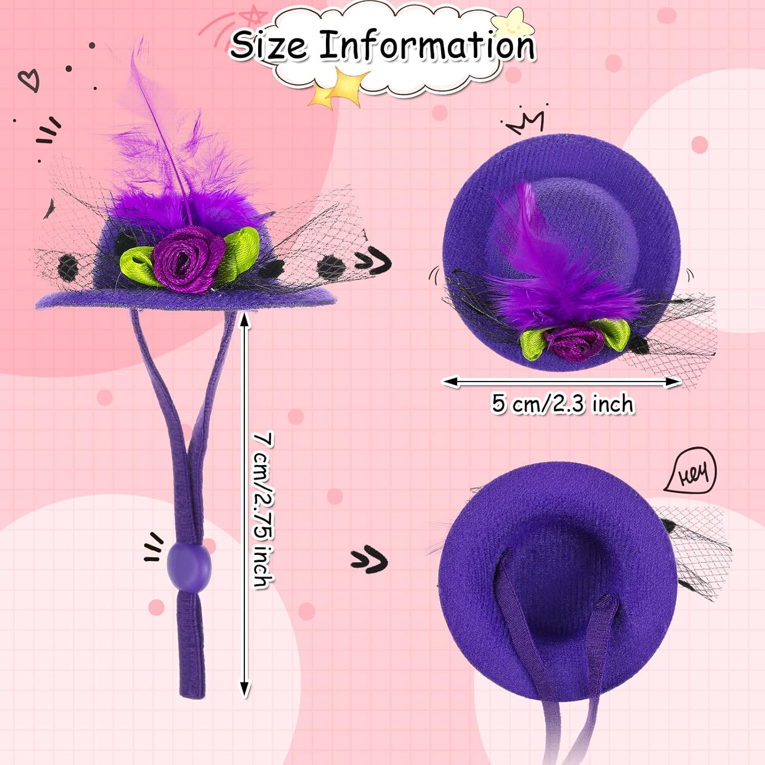 Six pieces of funny chicken helmets with feather top decorations in multiple vibrant colors.