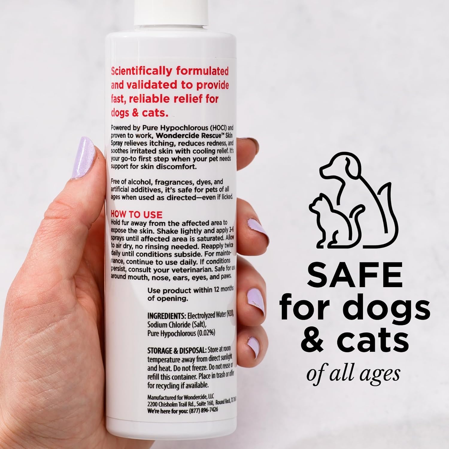 Wondercide hypochlorous skin spray for dogs and cats itching relief