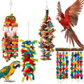 Seenelling four pieces extra large bird parrot toy front view showing wooden blocks and bells