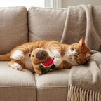 SPOT four inch capybara pet toy displaying the double-stitched durable seams