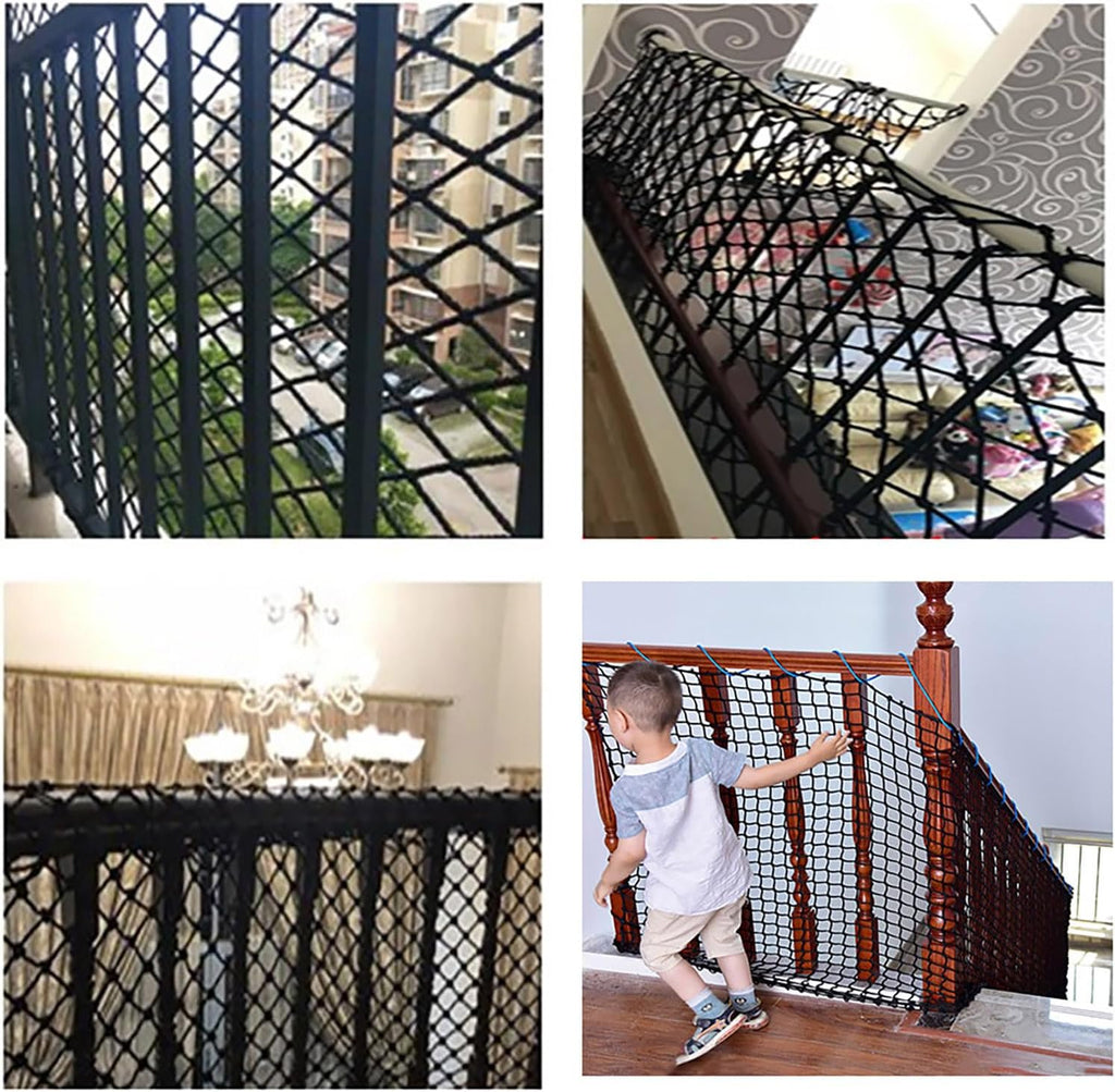 Example of staircase safety installation with protective netting