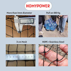 Transparent view of cat netting showing clear visibility