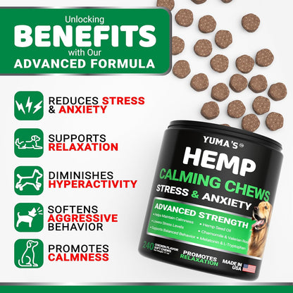 Premium USA imported dog stress relief chews packaging close up
