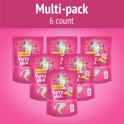 Friskies Party Mix California Crunch pack of six six ounce resealable pouches