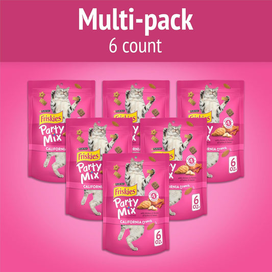 Friskies Party Mix California Crunch pack of six six ounce resealable pouches