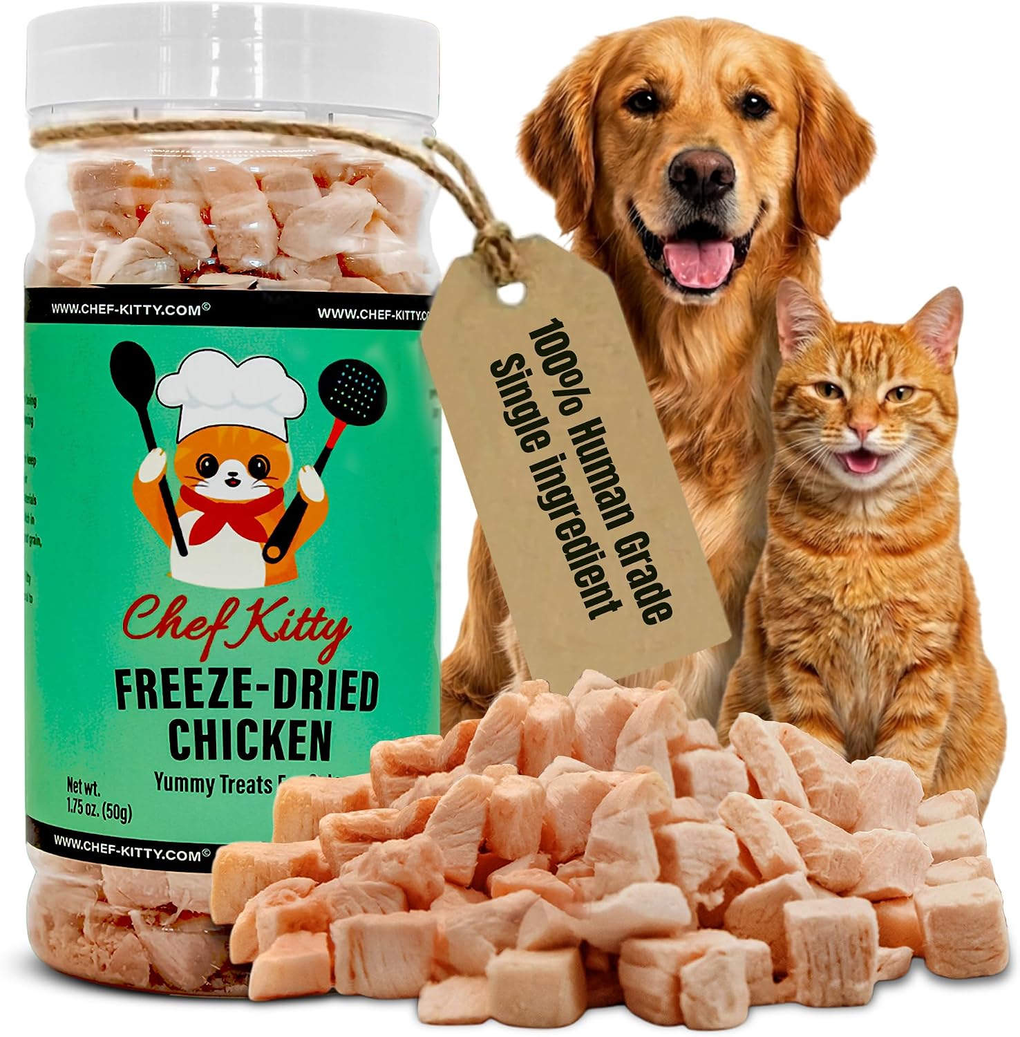 Chef Kitty freeze dried chicken cat treats front packaging view