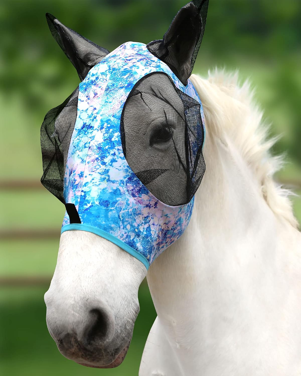 Harrison Howard Super Comfort Stretchy Fitting Horse Fly Mask with UV Protection Soft on Skin with Breathability Pastel Mix Pony - Image 14