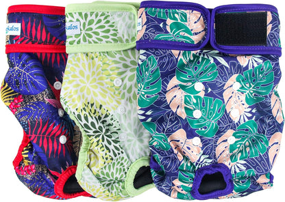 Leekalos Reusable Washable Dog Diapers Female (3 Pack) - Highly Absorbent Doggie Diapers - Size Adjustable Puppy Diapers for Dog Period Panties (Medium, Flora) - Image 9
