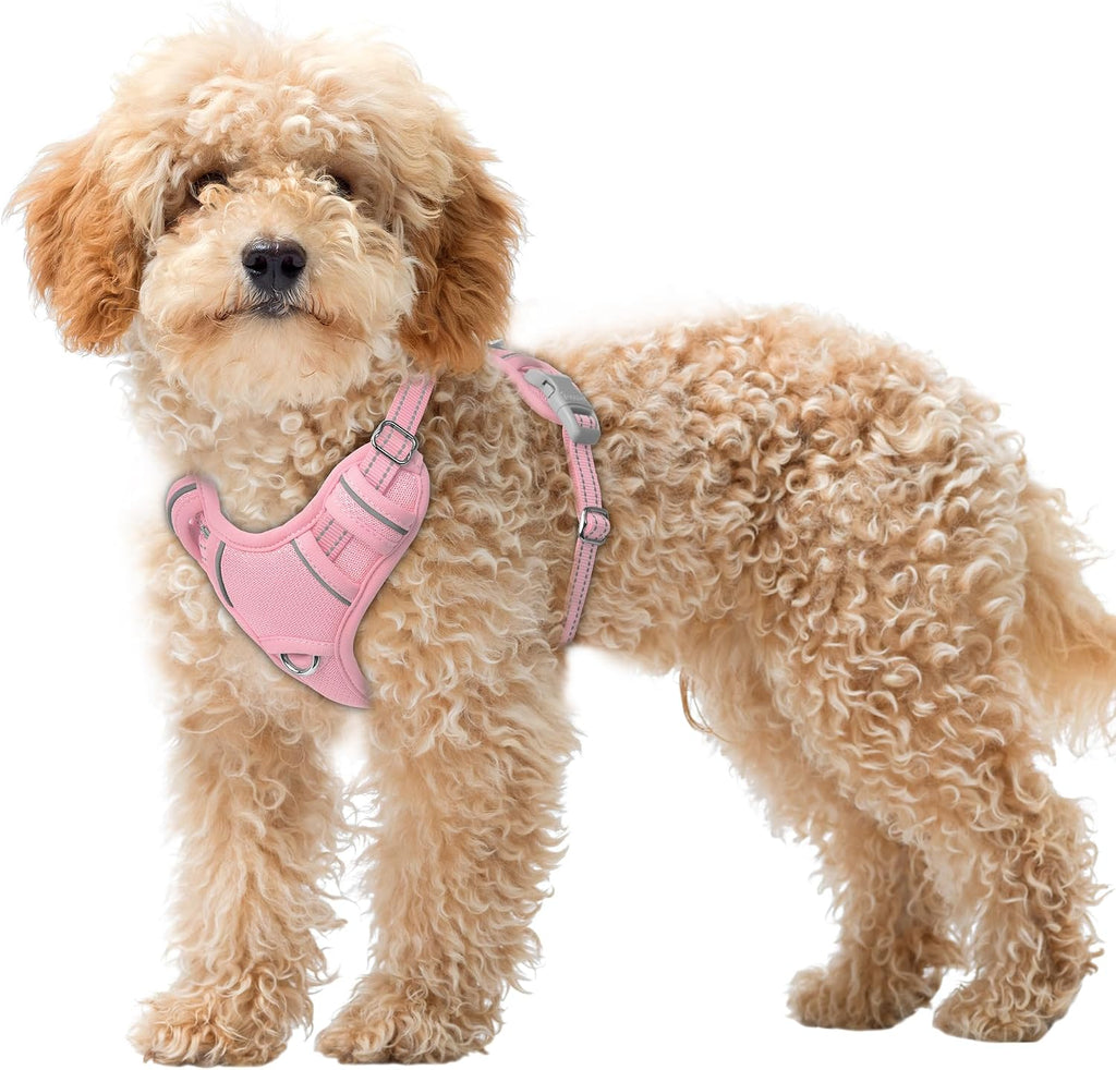 BARKBAY No Pull Dog Harness Large Reflective Dog Harness with Front Clip and Easy Control Handle for Walking Training Running with ID tag Pocket(Pink,L) - Image 13