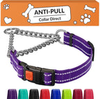 CollarDirect Martingale Dog Collar Heavy Duty Nylon Slip Collars for Small Medium Large Dogs [Stainless Steel Chain and Quick Release Buckle, Reflective, Pink, L, 17"-22"] - Image 14