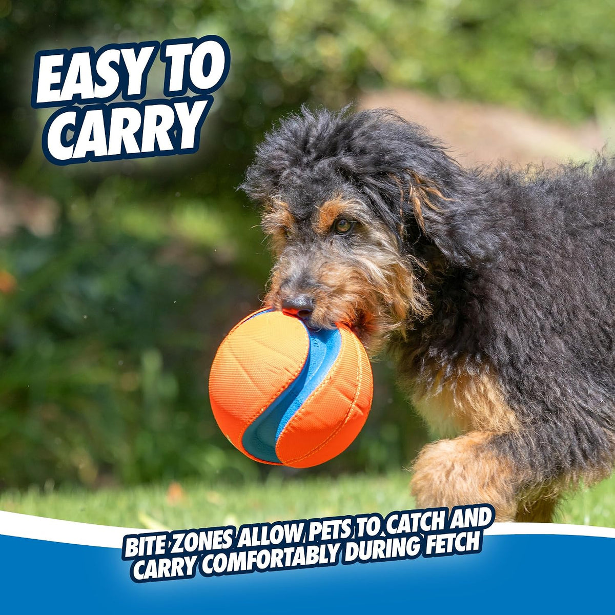 Chuckit! Kick Fetch ball on green grass background