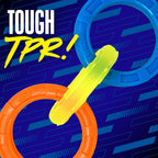 Nerf Dog interlocking three ring toy in blue green and orange