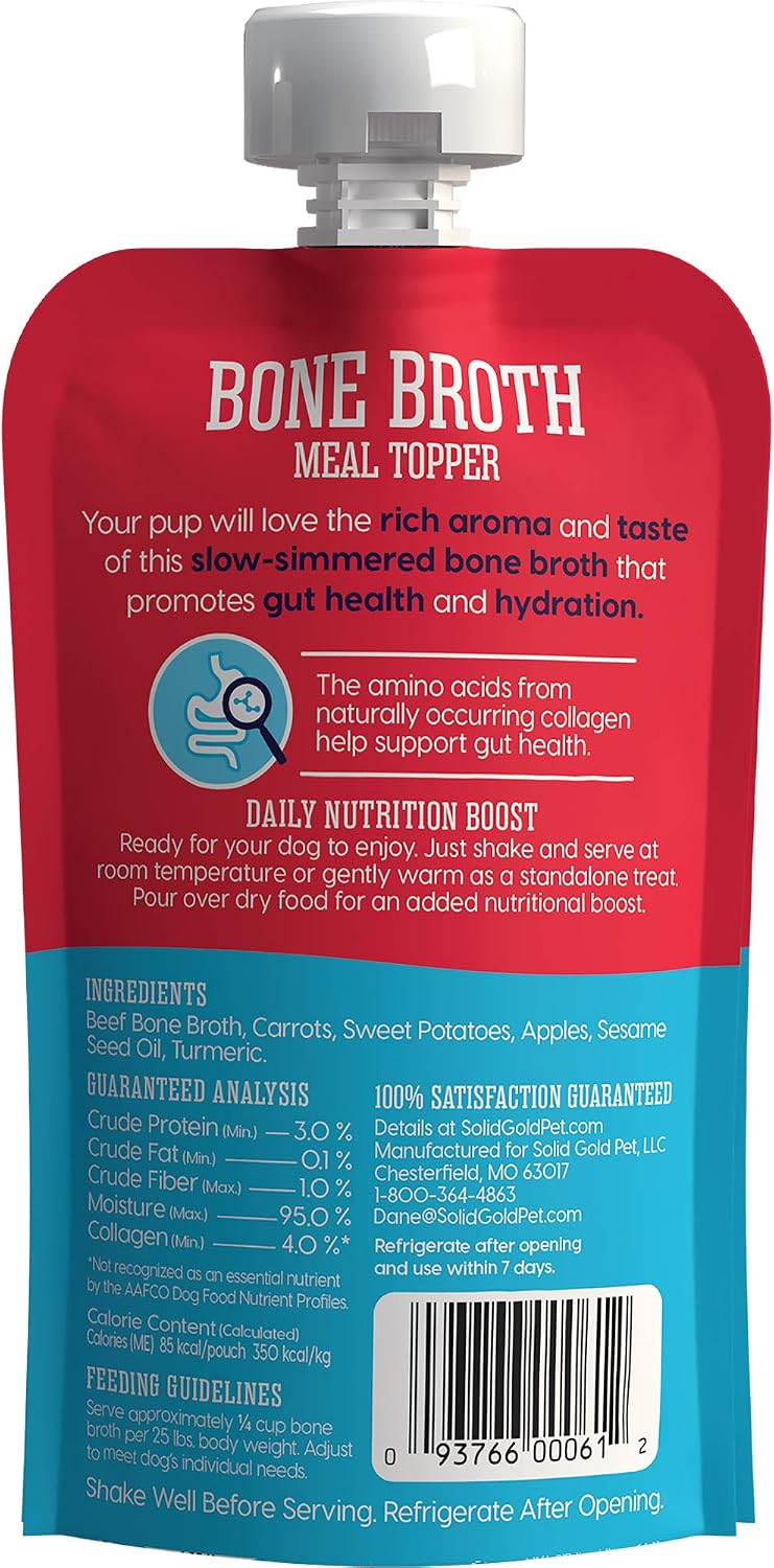 Slow simmered dog food topper with natural collagen for joint support