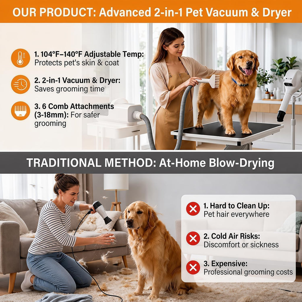 Electric trimmer clipper attachment with guard combs from the DR.BUNORDLE pet vacuum set.