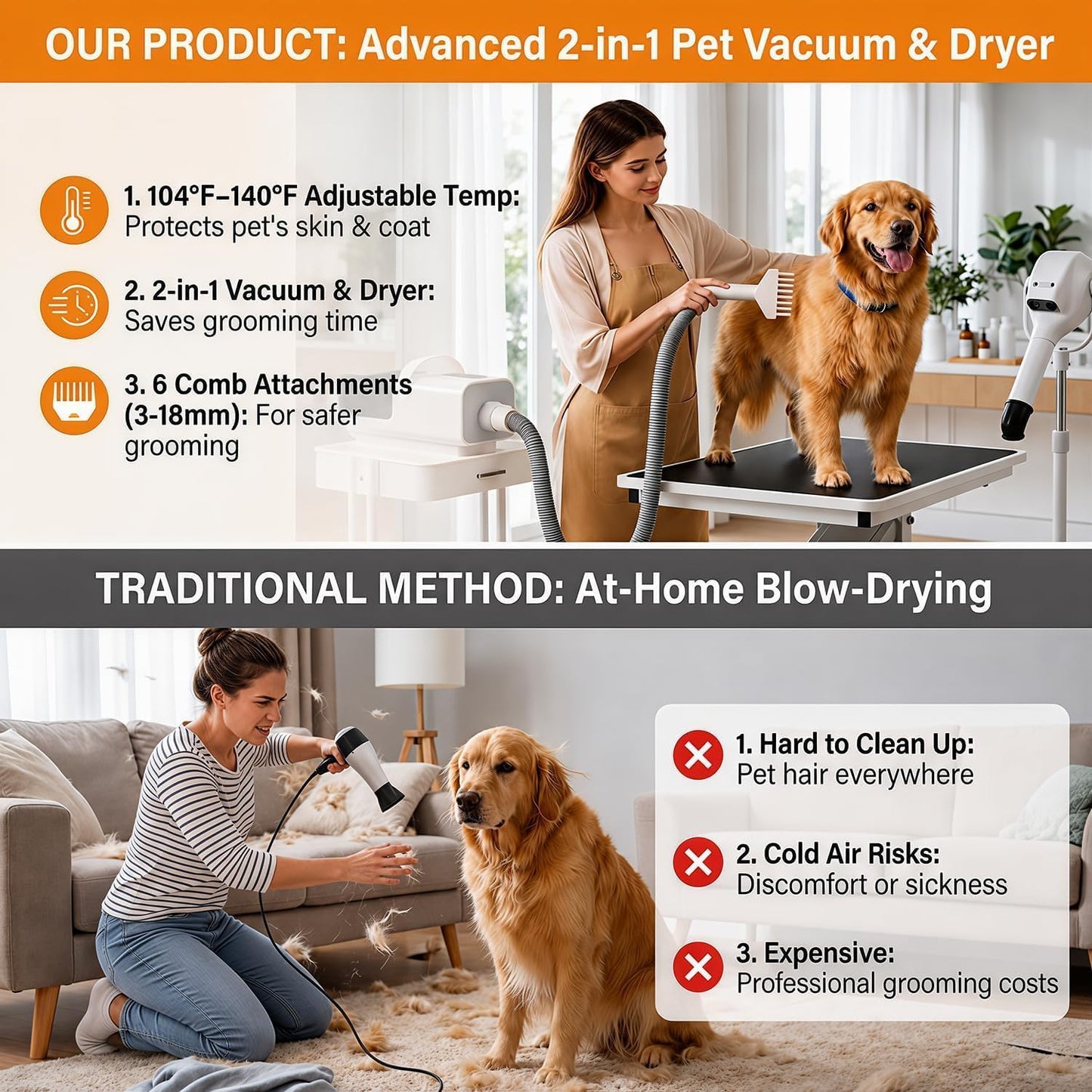 Electric trimmer clipper attachment with guard combs from the DR.BUNORDLE pet vacuum set.