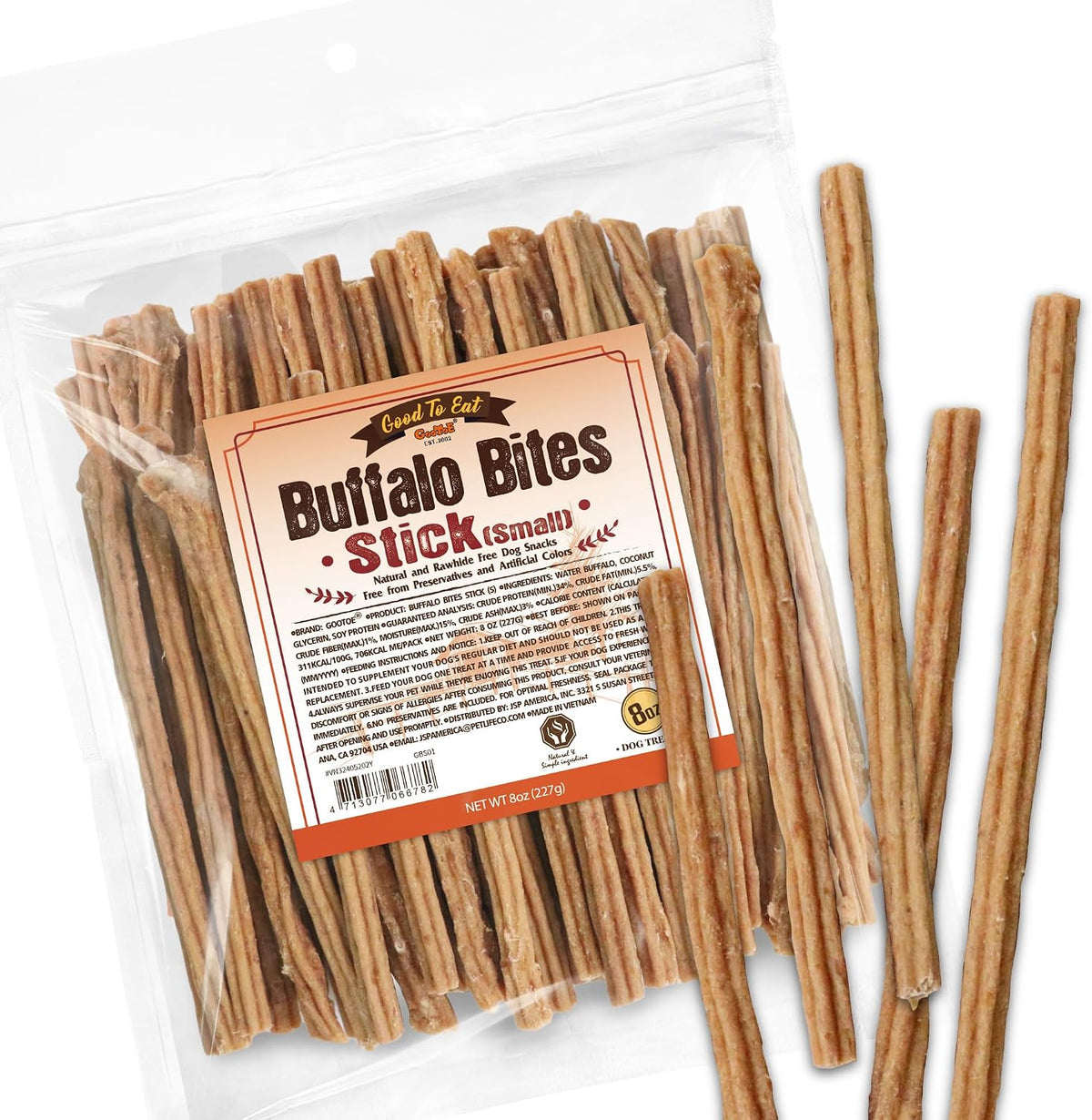 Gootoe Natural Buffalo Dog Treats, Stick (Large), 1.5 lb | Low-fat chews for training rewards, limited ingredient, for medium dogs - Image 9