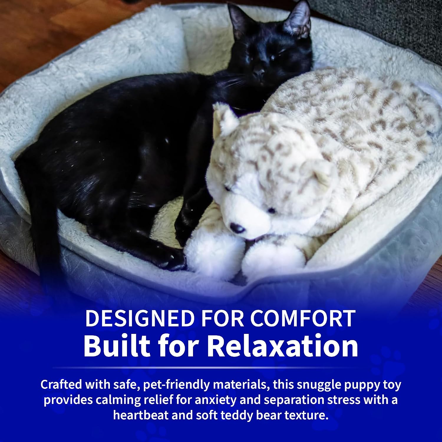 Complete packaging contents of the Pet Fit For Life imported cat sleep aid with USB cable.