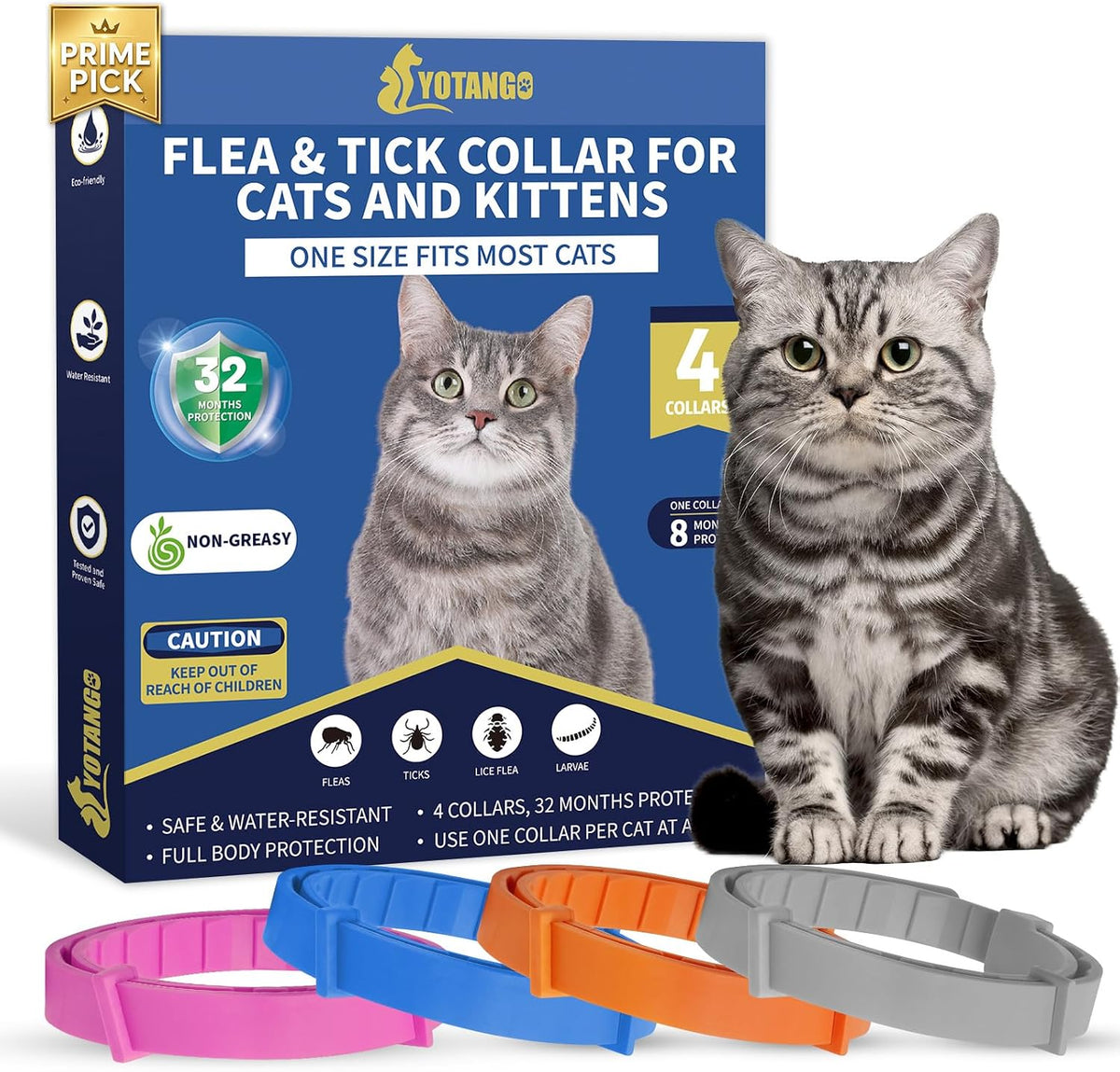 Cat wearing the Yotango flea and tick prevention collar