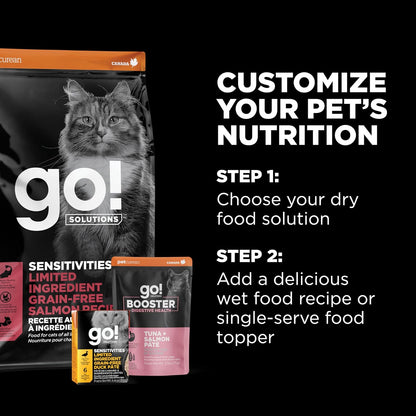 Go Solutions premium salmon dry cat food kibble for kittens adults and senior cats