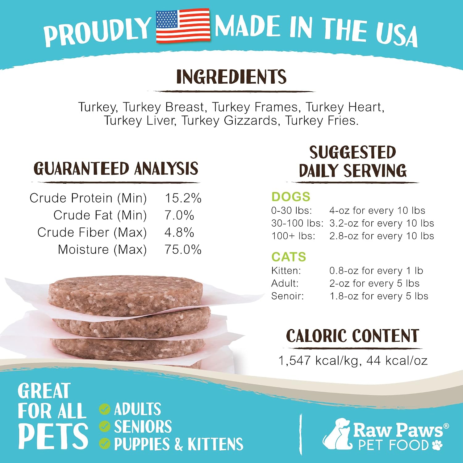 Frozen raw dog food patties in bulk 20 pound shipping box
