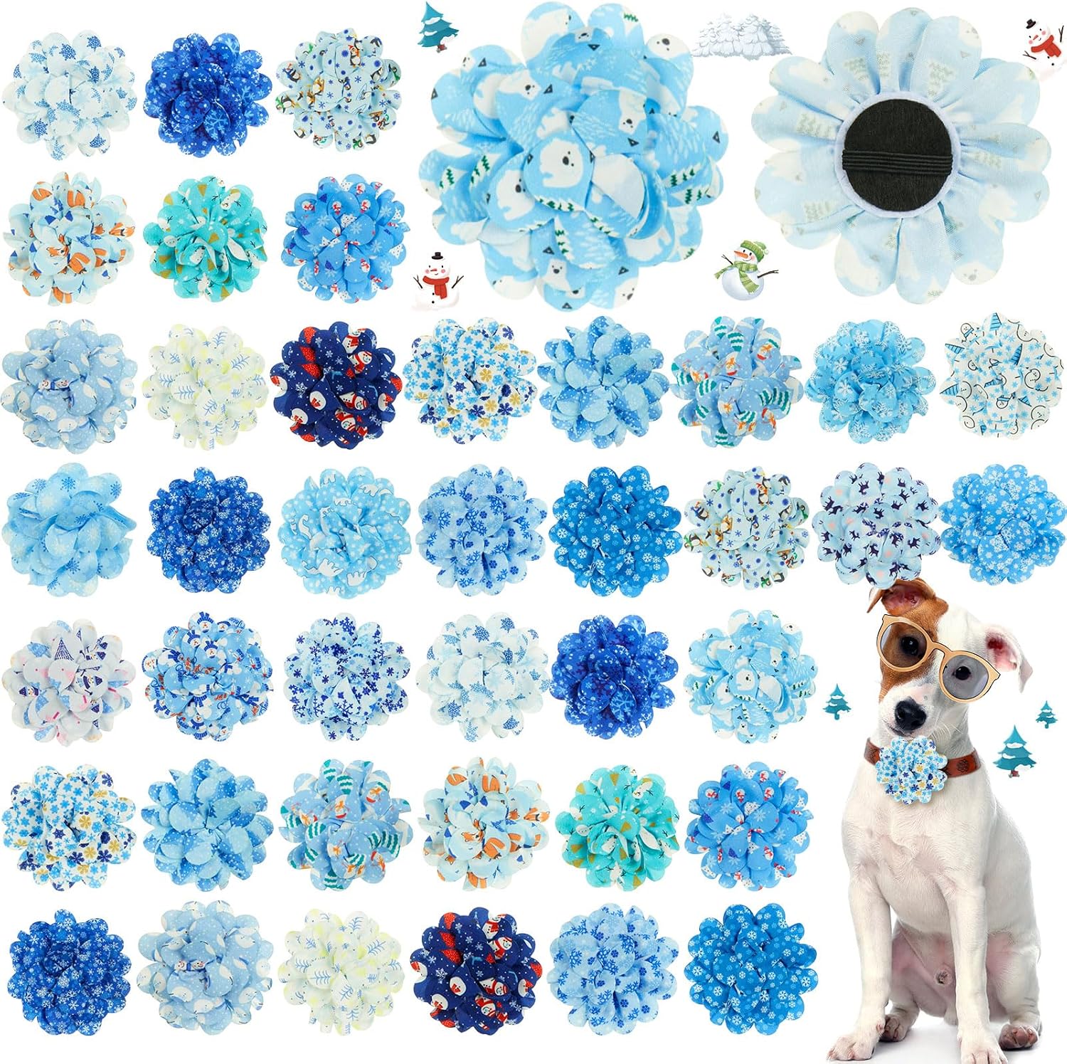 Huhumy 50 Pcs Patriotic Dog Collar Flowers Bulk 4th of July Star Dog Bowtie Flower Grooming Charms Accessories for Pets Collar Attachment Embellishment Independence Day 250th Anniversary Party Costume - Image 12