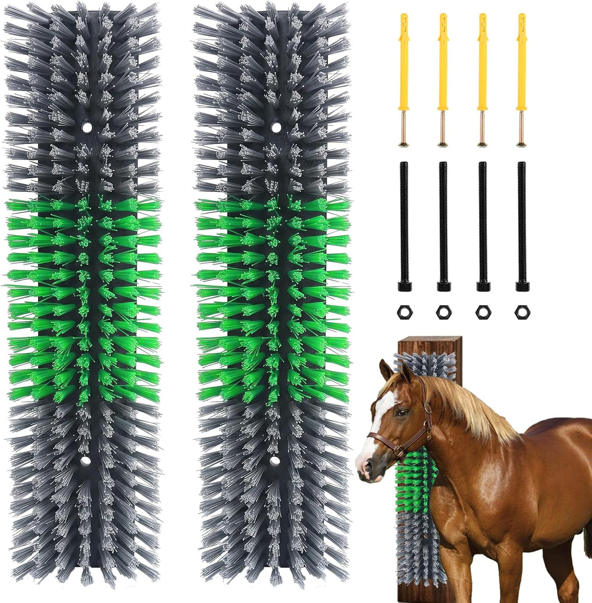 Rouisxue Livestock Scratch Brush front view of gray durable cattle grooming tool.