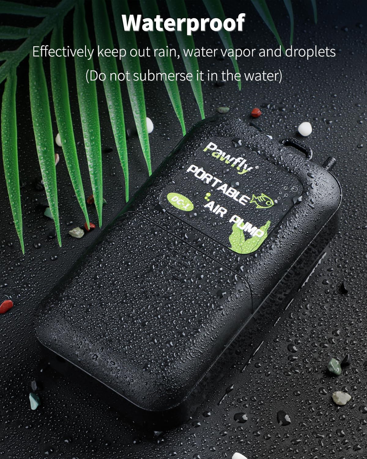 Pawfly air pump showing battery compartment for 2 D batteries