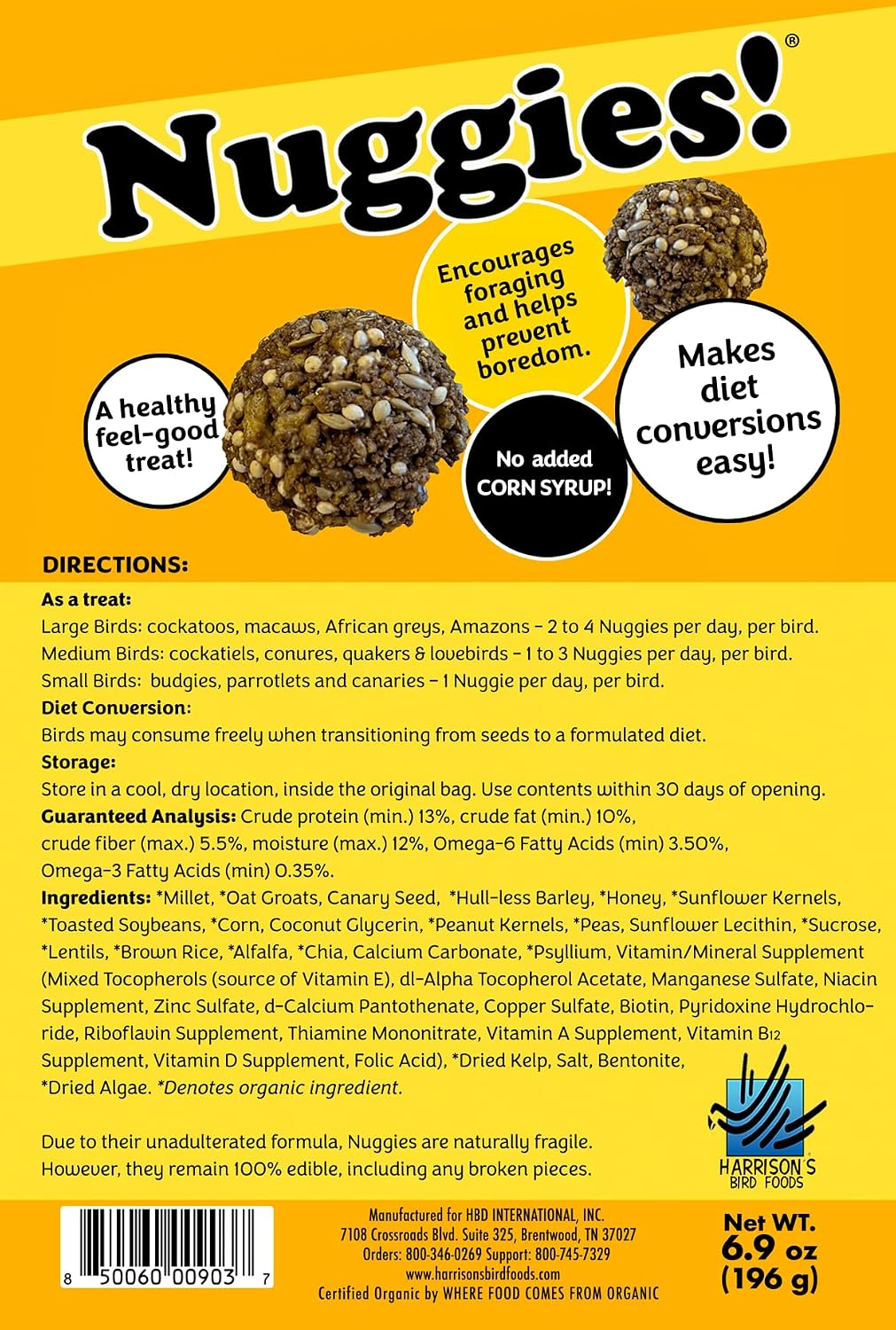 Harrison's Bird Foods Nuggies - Tasty Organic Baked Seed Clusters, 196g - Image 2