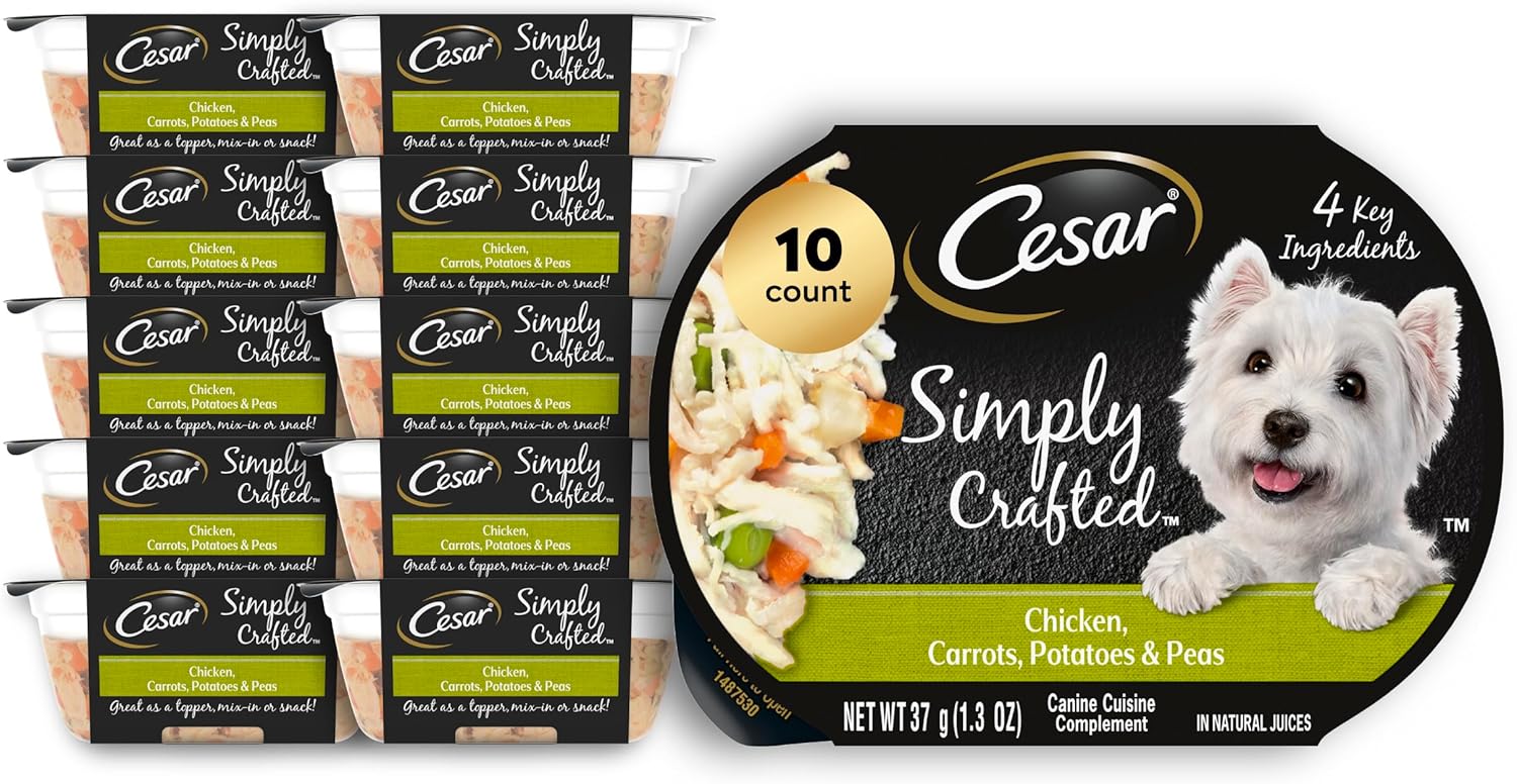 Cesar Simply Crafted Adult Wet Dog Food Toppers for Dry Food, Chicken, 1.3 oz Tubs, 10 Count - Image 11