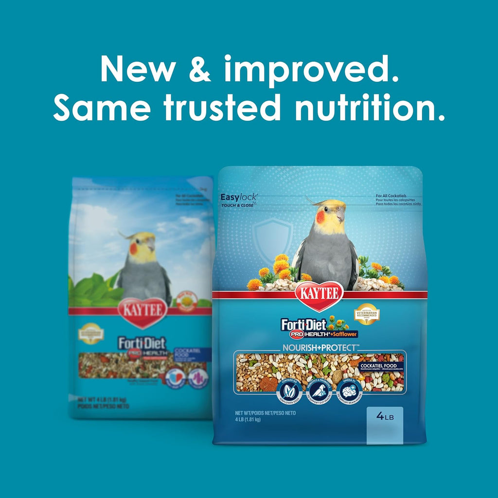 Kaytee Forti-Diet Pro Health Safflower Cockatiel Food packaging details