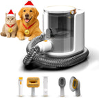 Puppyoo pet grooming vacuum kit front view showing 5 in 1 tools and main unit.
