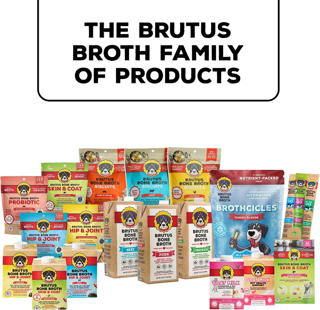 Brutus Beef Bone Broth for Dogs - All Natural Dog Bone Broth with LiquidChondroitin Glucosamine & Turmeric - Human Grade Dog Food Toppers for Picky Eaters - Tasty & Nutritious 16.9oz (Pack of 6) - Image 9