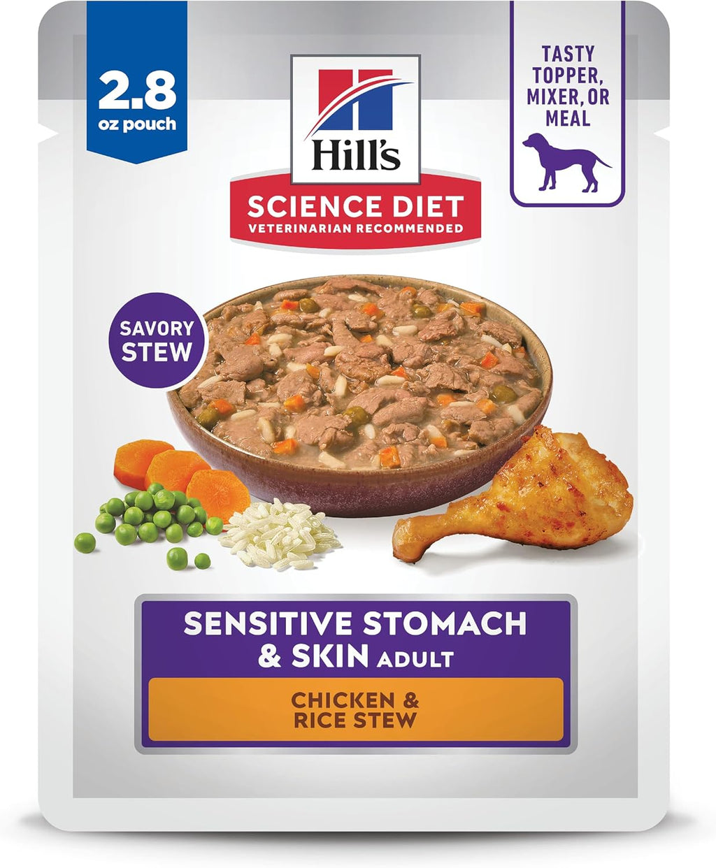 Hill's Science Diet Sensitive Stomach & Skin, Adult 1-6, Stomach & Skin Sensitivity Support, Wet Dog Food, Variety Pack: Chicken, Turkey Stew, 2.8 oz Pouch, Case of 12 - Image 15