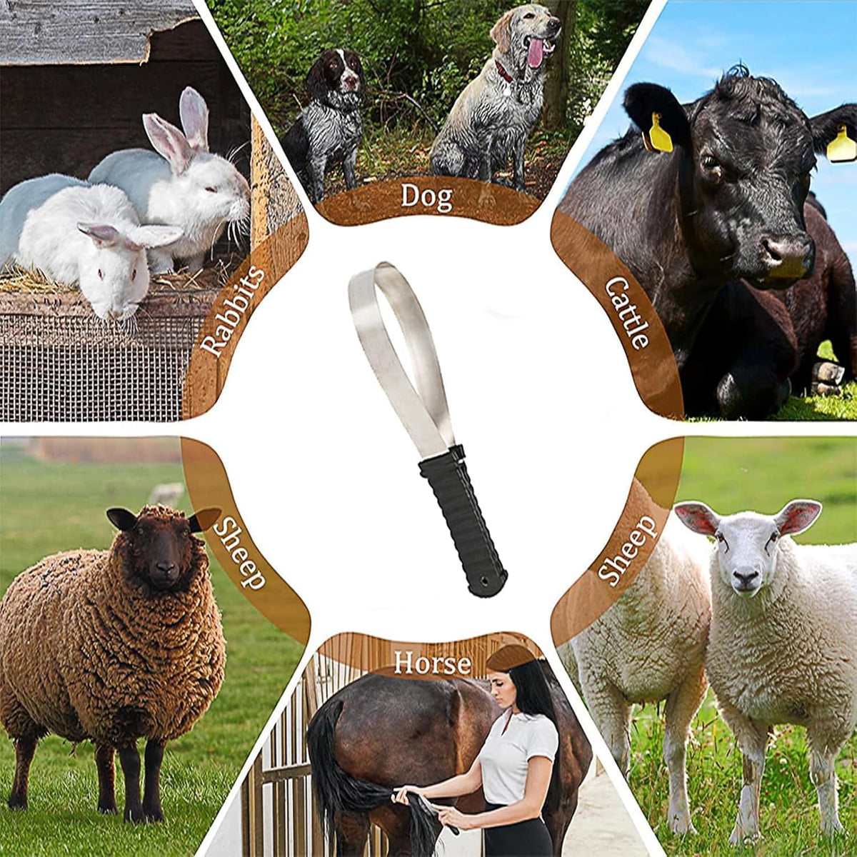 Nrtfe horse and dog grooming tool flat configuration