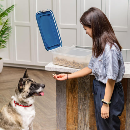 IRIS USA Airtight Dog Food Storage Container, Up to 11 lbs, Dog Cat Bird and Other Pet Food Treats Storage Bin, Dog Cat Wet Food Cans, Keep Fresh, BPA Free, Stackable, Navy - Image 4