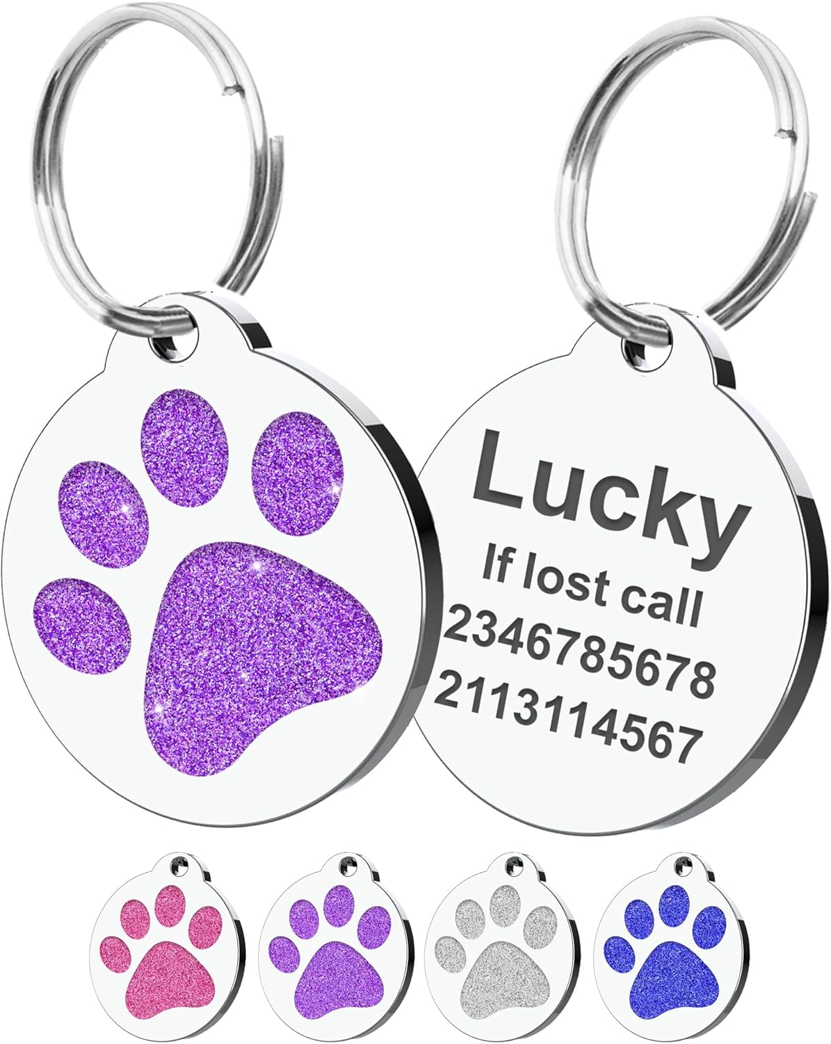 Dog Tags Personalized for Pets Dog Name Tags Personalized Dog Tag Engraved with Any Name & Text Custom Dog ID Tags Glitter Bone ID Tag for Puppy Cat (Pink S, Bone) - Image 15