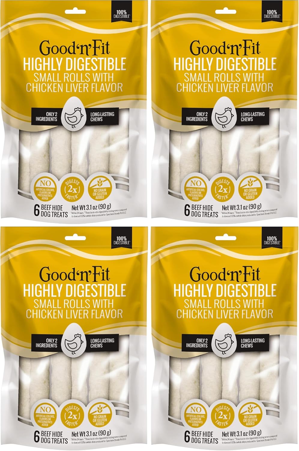 Good n Fit Small Rolls with Real Chicken Liver Flavor, 6 Count, Long-Lasting Highly Digestible Rawhide Chews for Dogs - Image 11